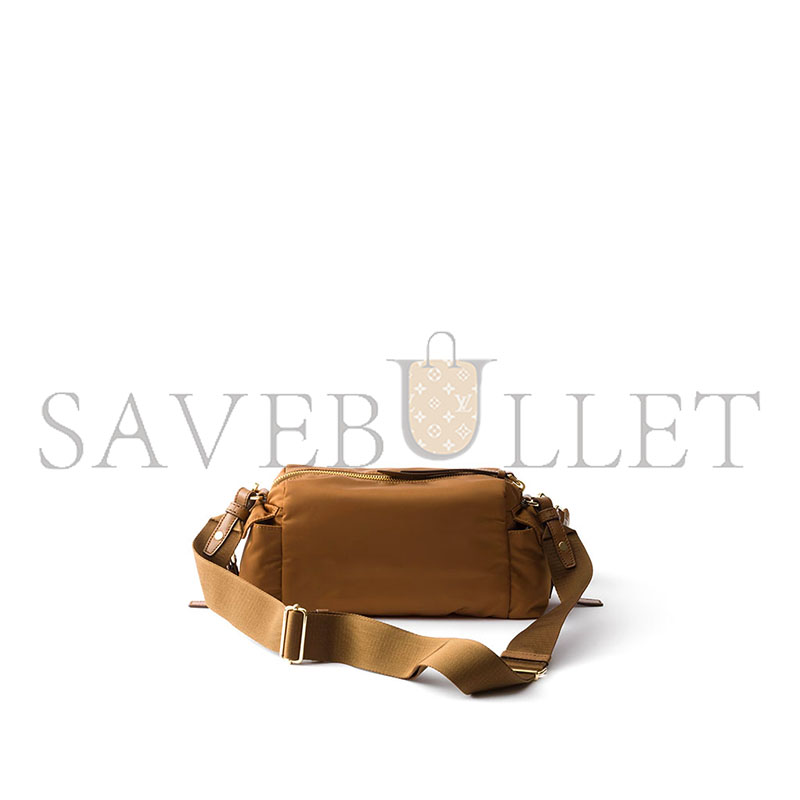 PRADA EXPLORE SMALL RE-NYLON AND LEATHER SHOULDER BAG 1BH232 (25*12.5*9.5cm)